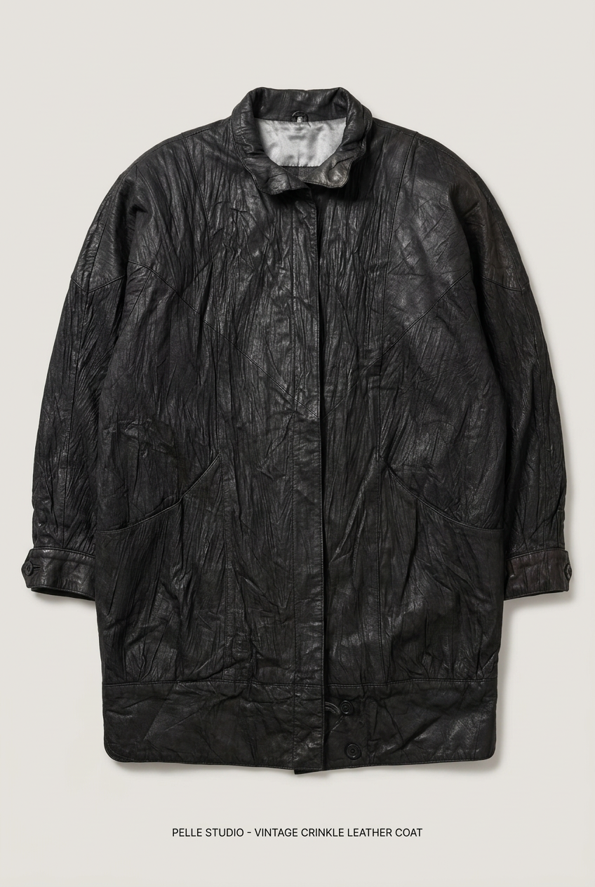 Pelle Studio textured leather coat front preview