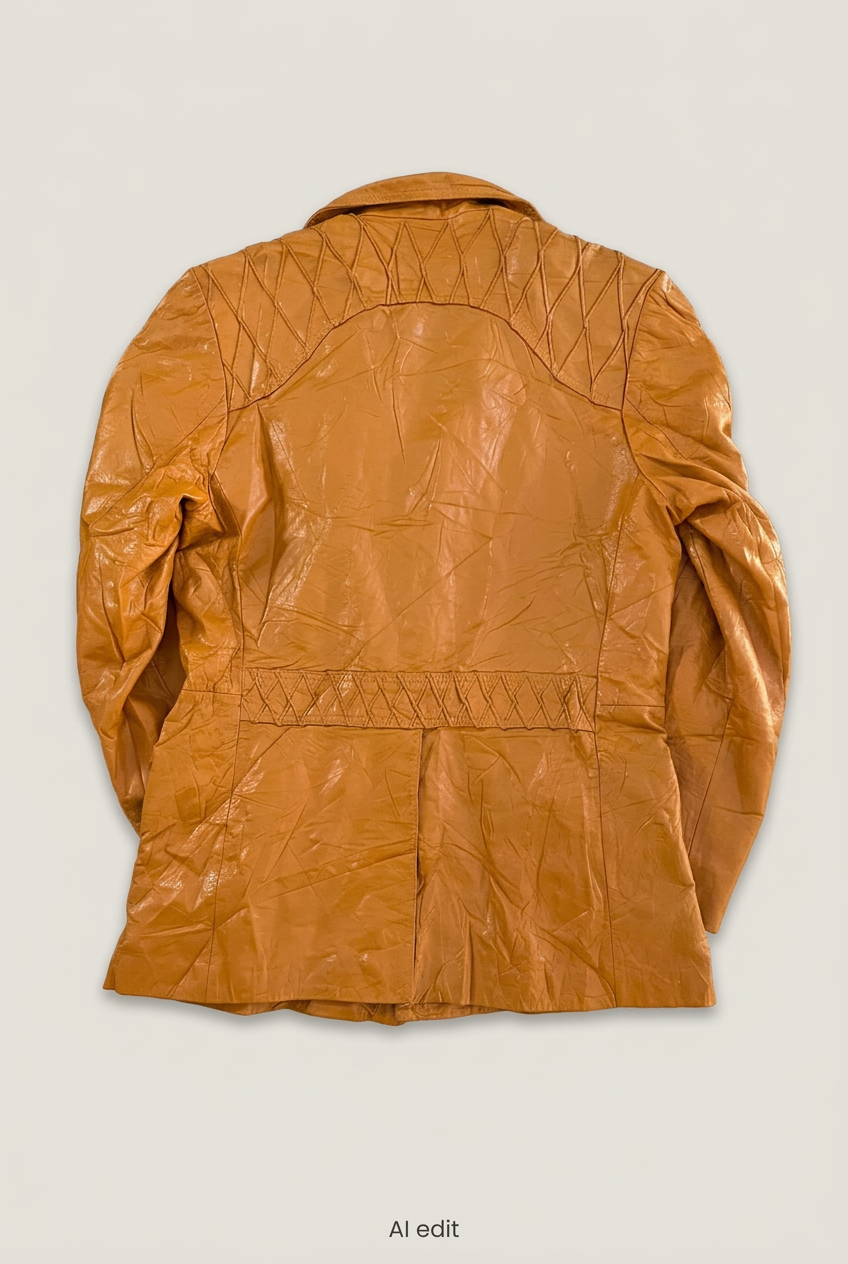 Pioneer Wear golden-tan leather jacket back preview