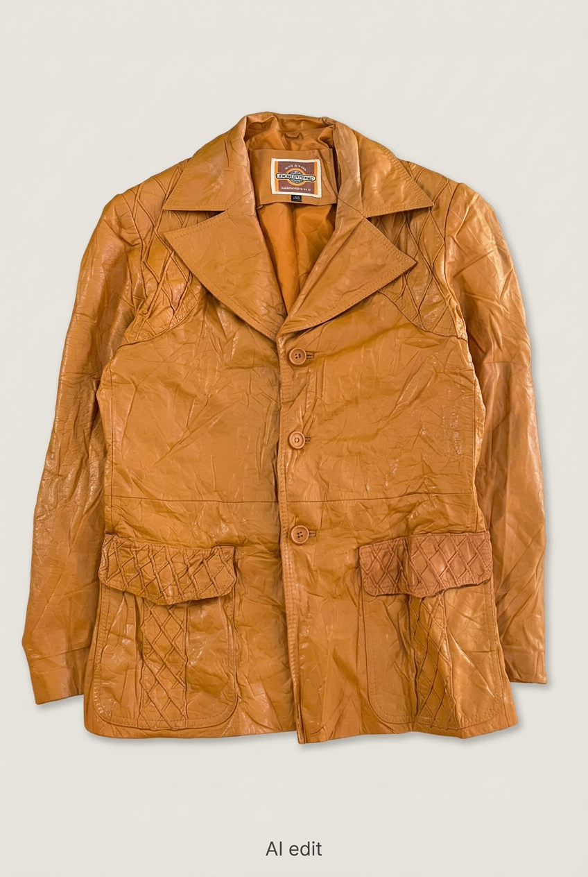 Pioneer Wear golden-tan leather jacket front preview