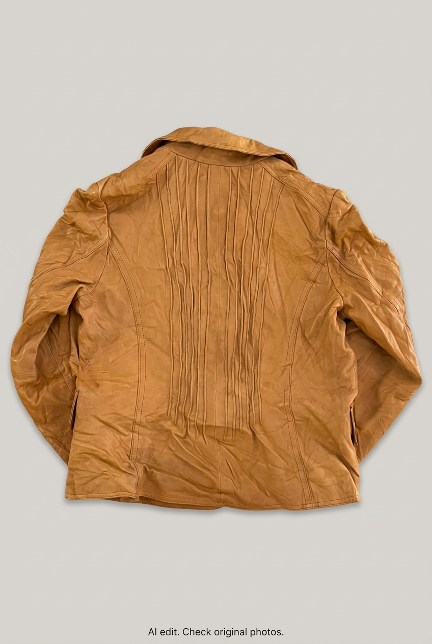 Portrait golden-tan leather jacket back preview