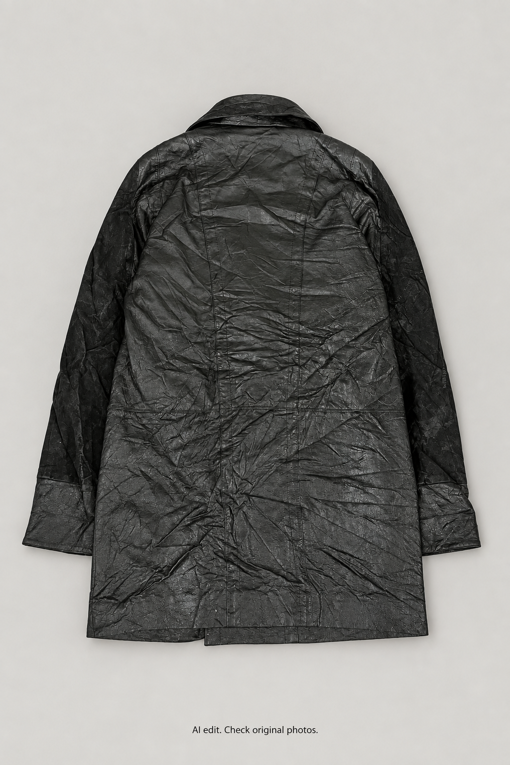 Revised charcoal leather coat back