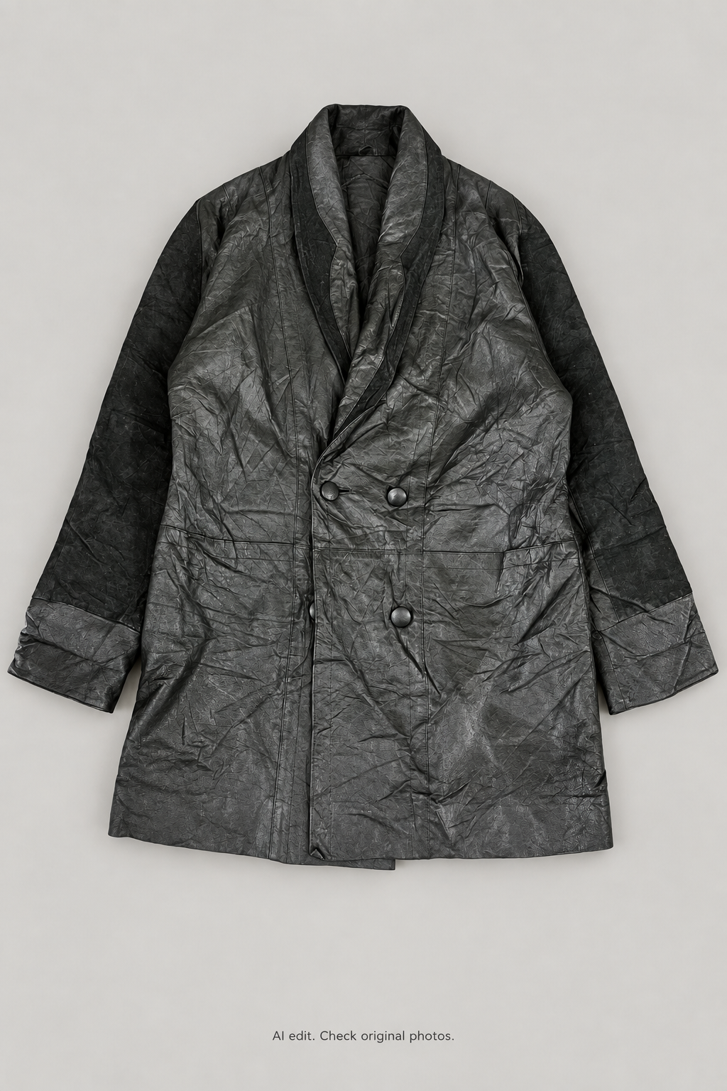 Revised charcoal leather coat front