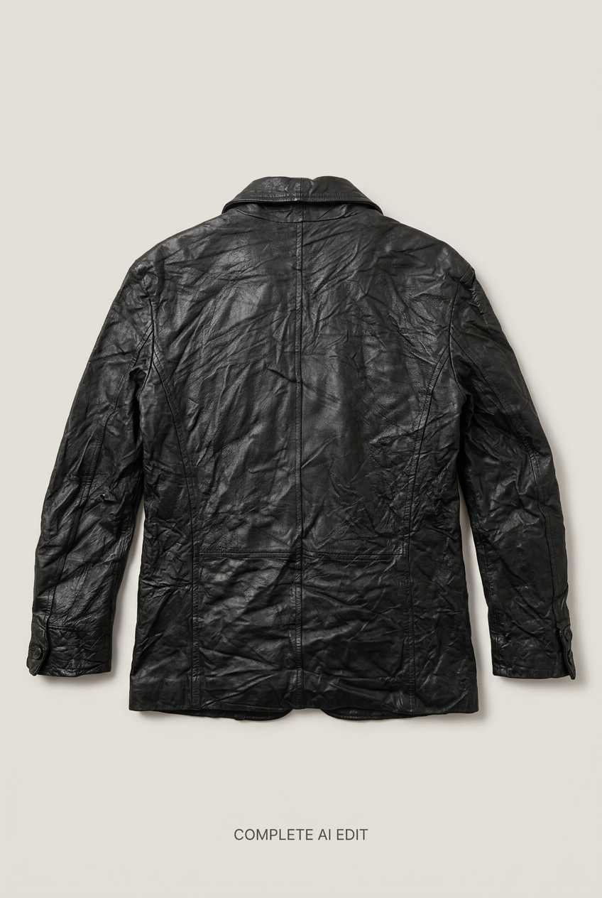 Revised four-button leather jacket back preview