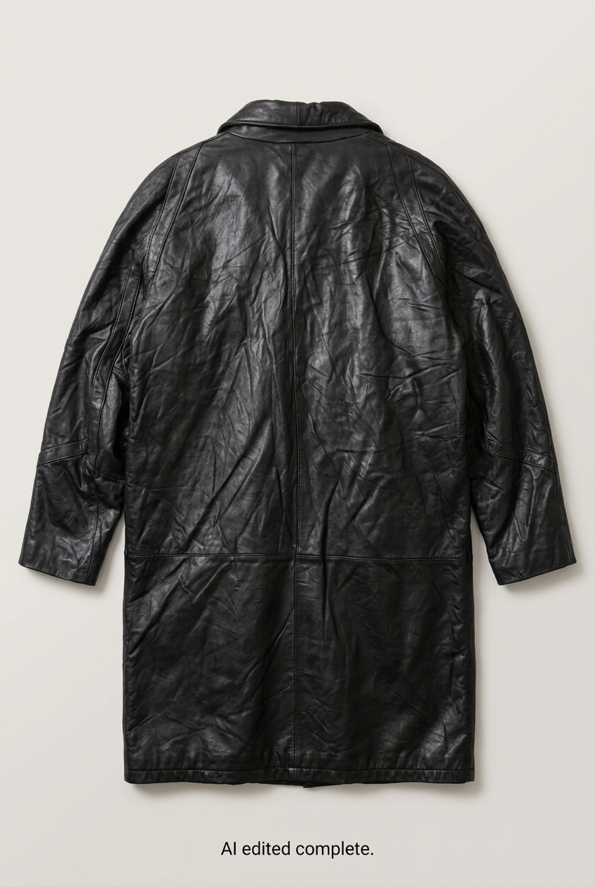 Revised shawl-collar leather coat back preview