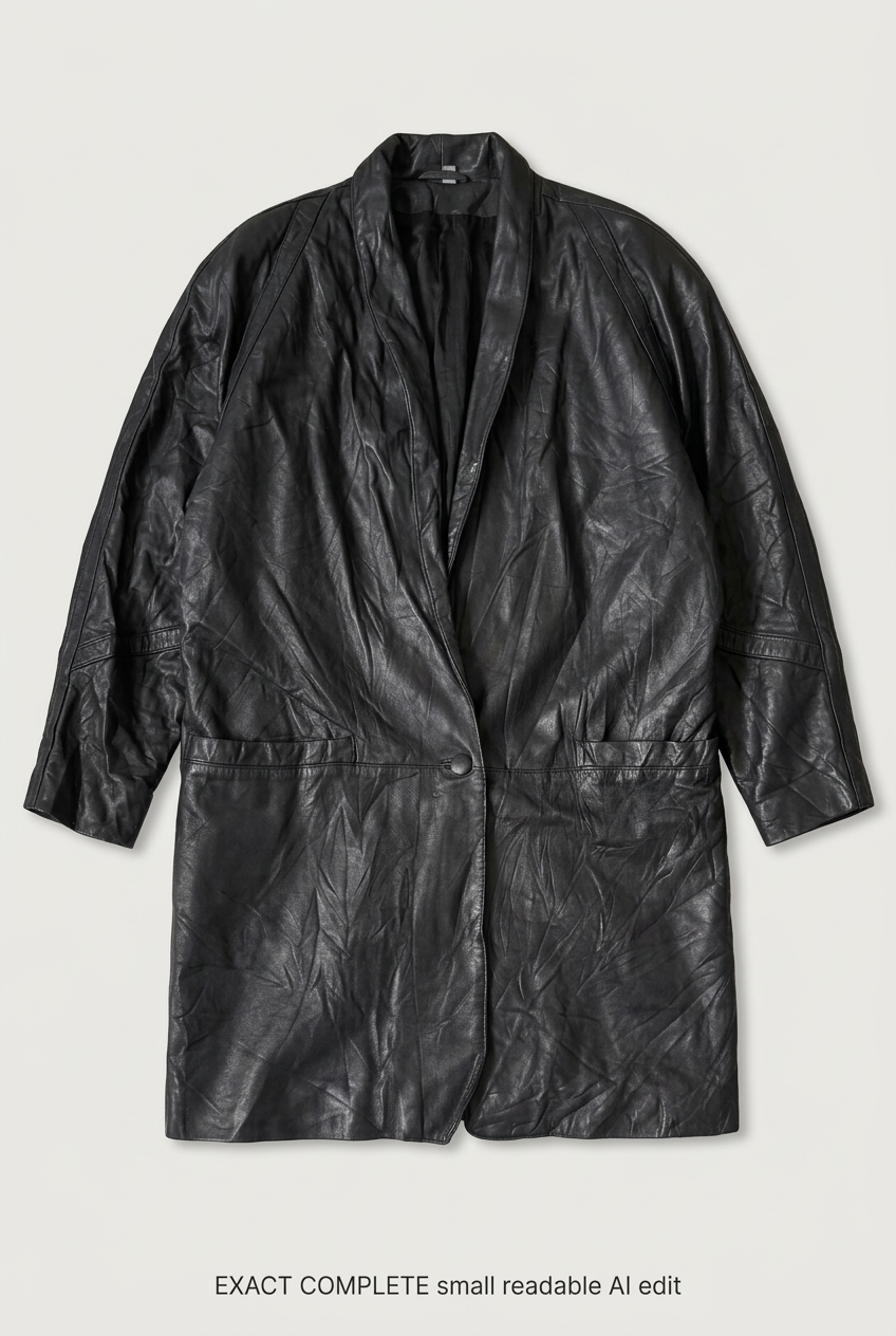 Revised shawl-collar leather coat front preview