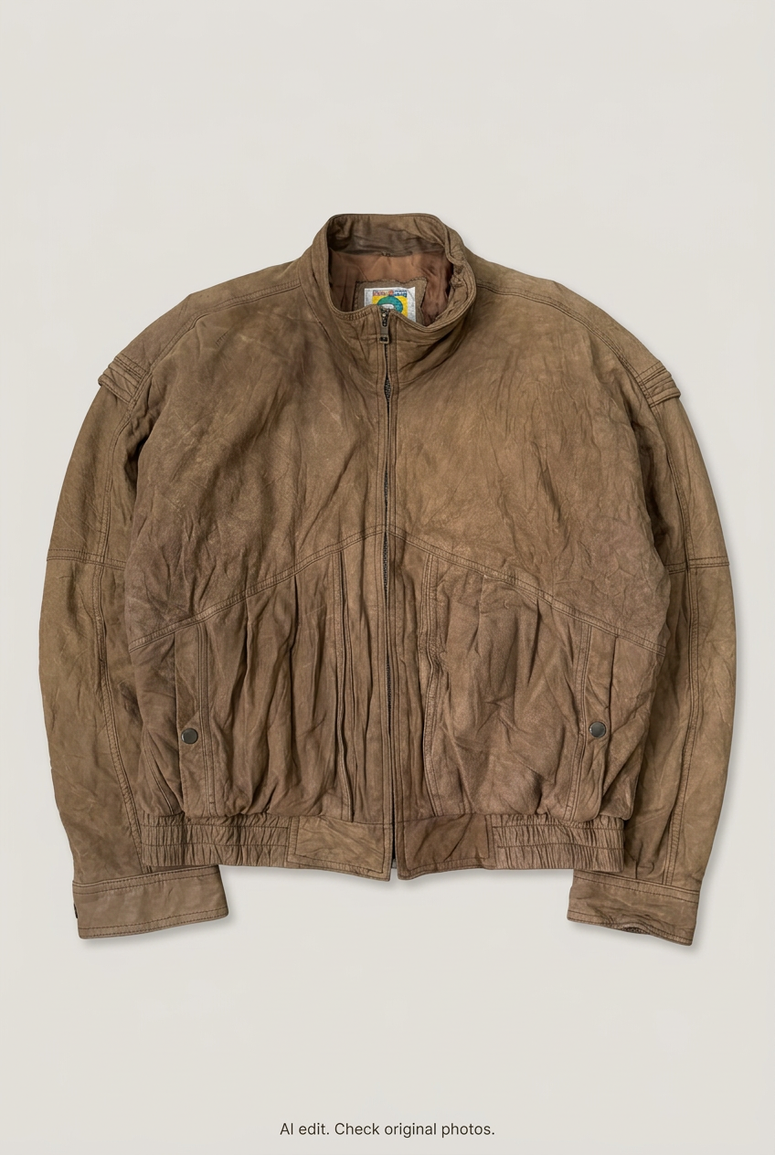 Revised tan leather bomber front preview