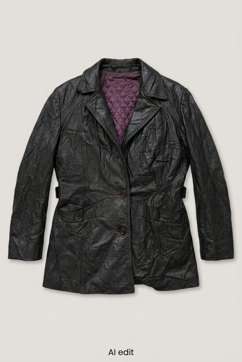 Revised two-button leather jacket front preview
