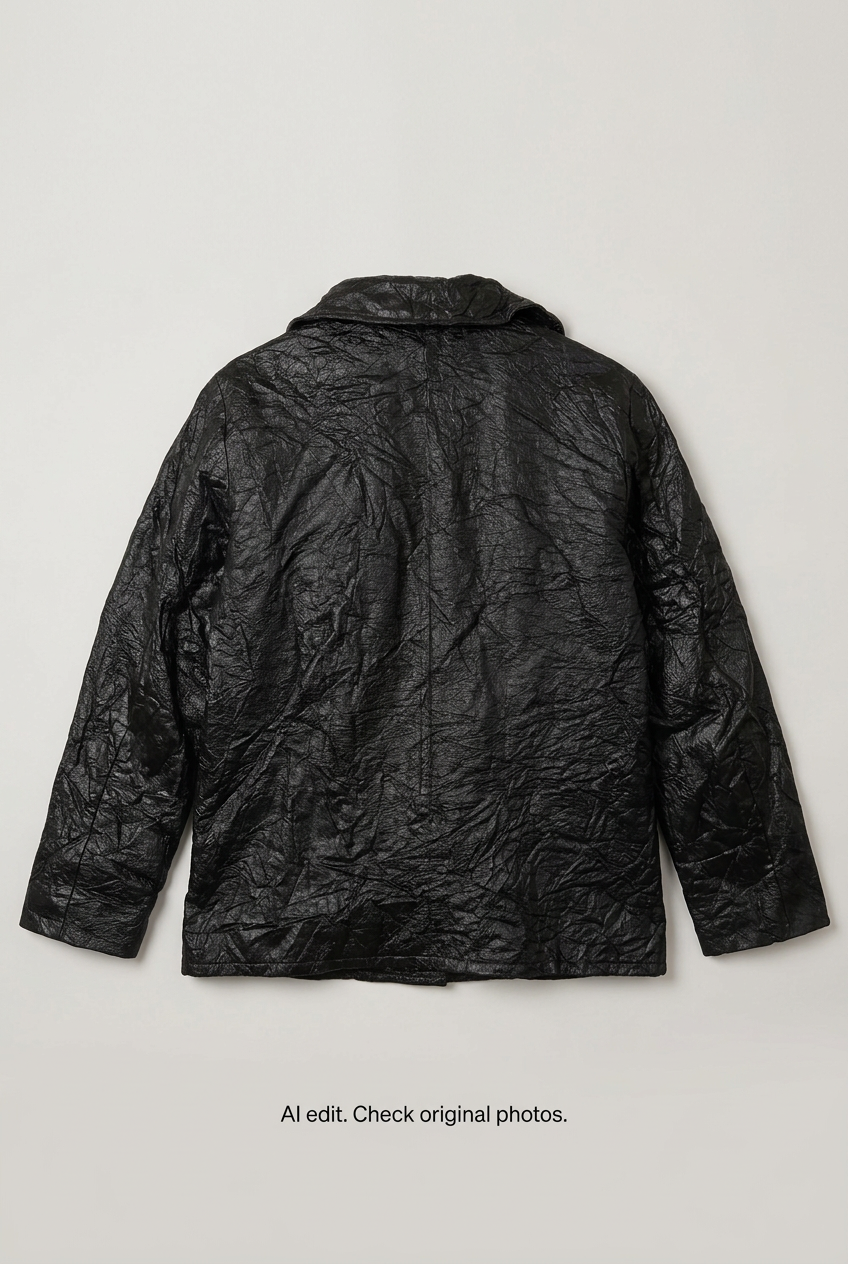 Rounded-collar black jacket back preview