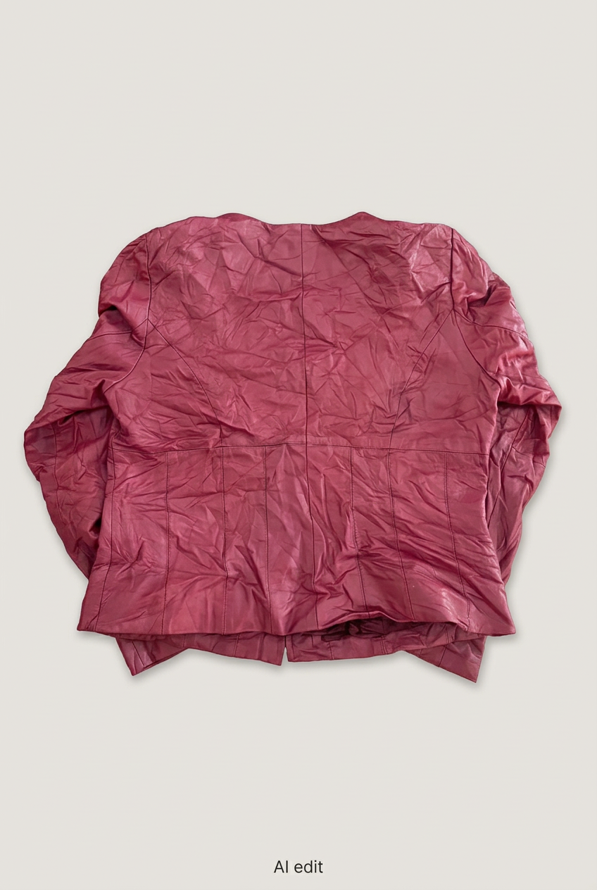 Style & Co. pink leather jacket back preview