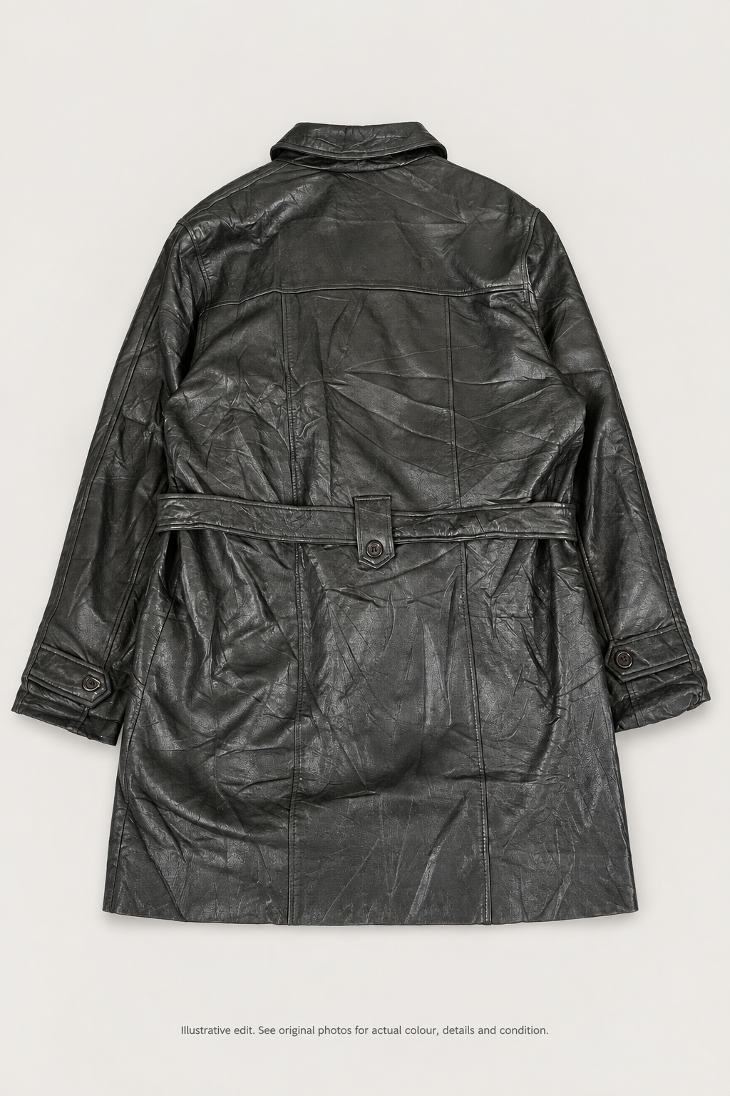 Styled back preview of black leather coat