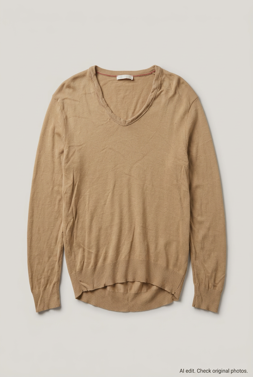 Tan V-neck sweater front preview