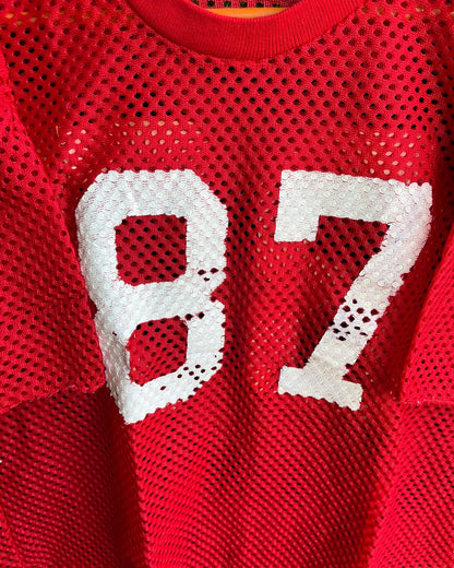 Cropped Mesh Jersey Plain red 87 (Oversized Half sleeve T Shirt or jersey unisex)