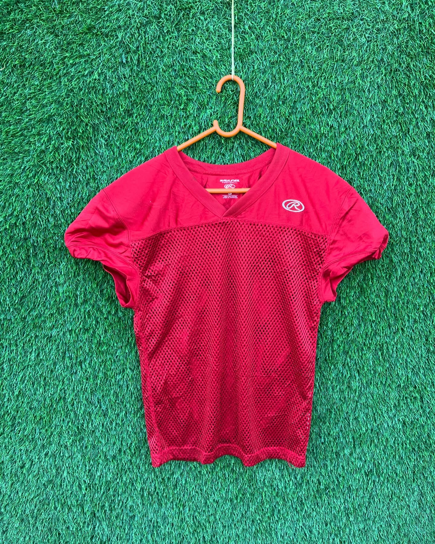 Cropped Mesh Jersey RAWLING PLAIN RED (Oversized Half sleeve T Shirt or jersey unisex) - Thrift Wallet