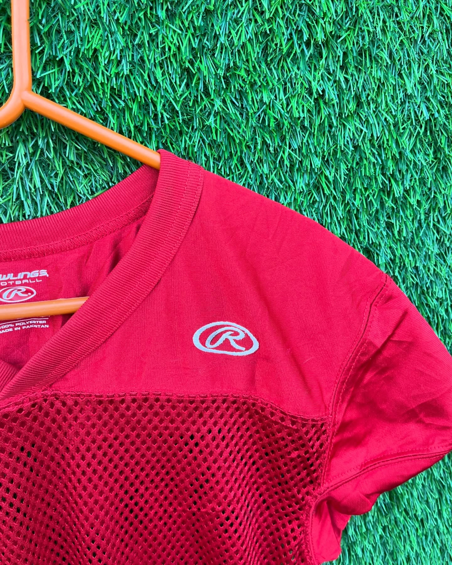 Cropped Mesh Jersey RAWLING PLAIN RED (Oversized Half sleeve T Shirt or jersey unisex) - Thrift Wallet