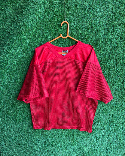 Plain Red Mesh jersey (Oversized Half sleeve T Shirt or jersey unisex)