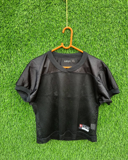 Cropped Mesh Jersey Plain Black (Oversized Half sleeve T Shirt or jersey unisex)