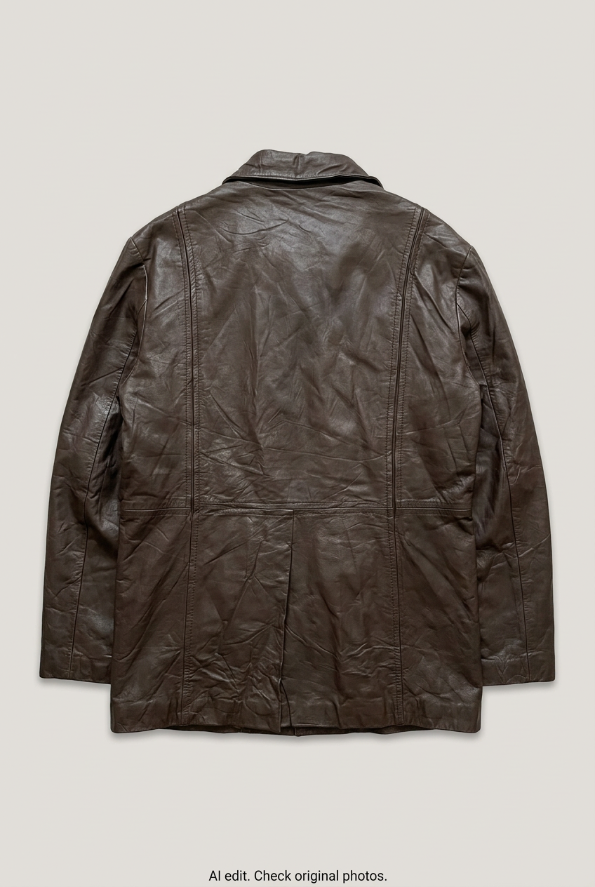 Tibor brown leather jacket back preview
