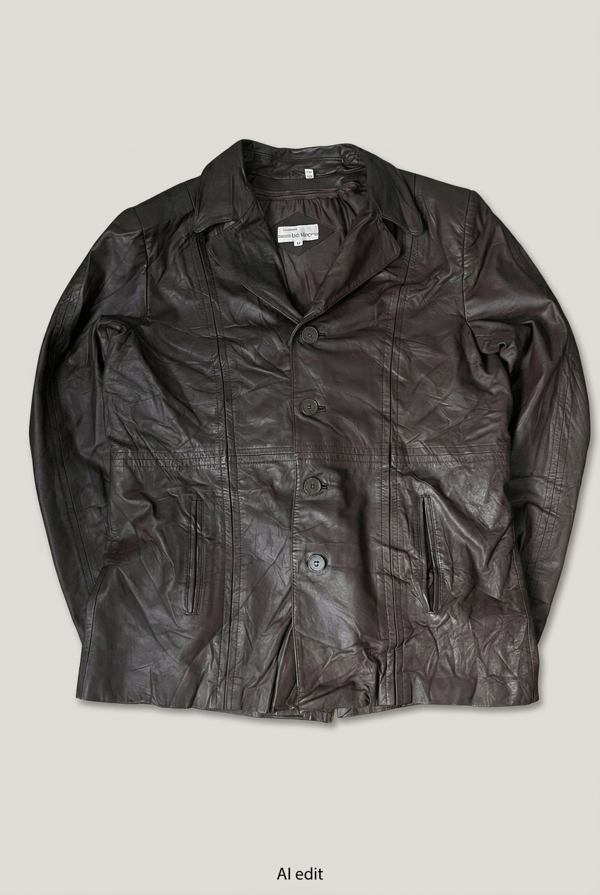 Tibor brown leather jacket front preview