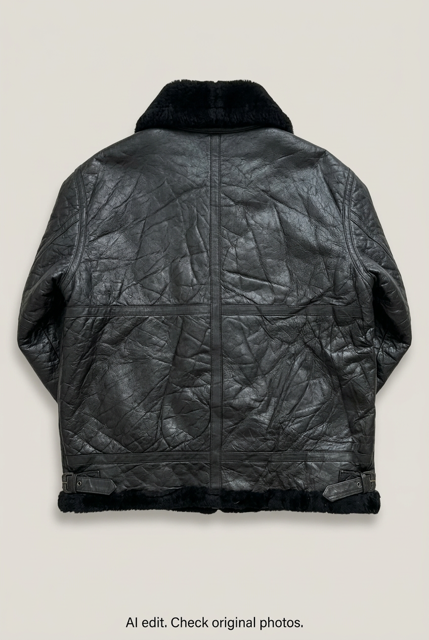 Wilda black leather jacket back preview