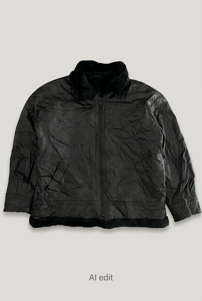 Wilda black leather jacket front preview