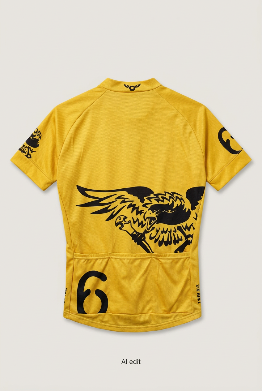 Yellow Twin Six cycling jersey back preview